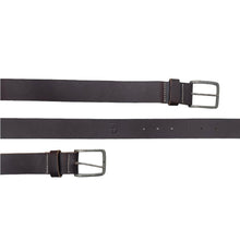 Three Espresso Leather belts lined up with middle one showcasing the 6 belt holes for adjustment 