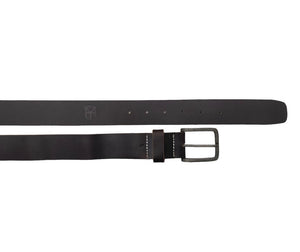 View of belt showing the front and end of the HYDE leather belt