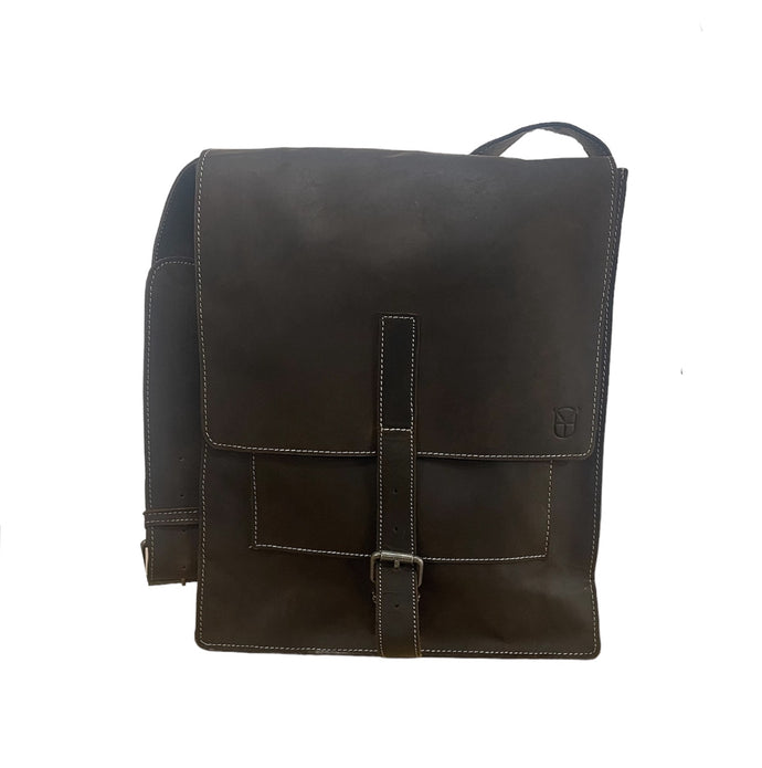 Espresso Full-Grain Leather Classic Messenger Bag