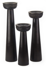 Handcarved Mangowood Candlestand Trio (Coffee Brown)