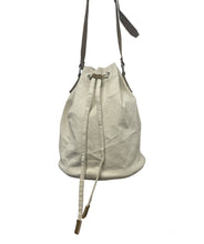 White Canvas bucket bag, Full grain buffalo leather strap and detailing